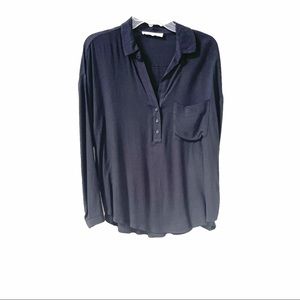 Lush Top Black V-Neck Popover Black Size Medium